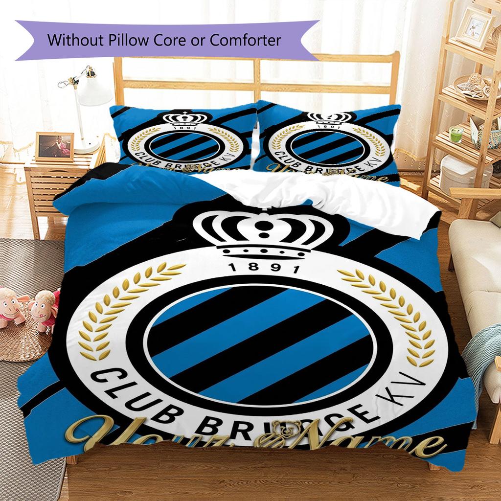 Club Brugge KV Custom Name Pattern Bedding,Quilt Set Quilt Cover Pillowcase Home Birthday Gift(1 * Duvet Cover + 2 * Pillowcase, Without Core)