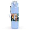 1PC Hiking Retro Bold Letter Text Print 750ml Color Plastic Sports Water Bottle Leakproof Flip Straw Lid Suitable for Sports Office Home Use
