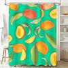 Colorful Fruit Shower Curtain Vivid Pattern with Mangoes Peaches on Green Background Waterproof Fabric for Bathroom Decoration