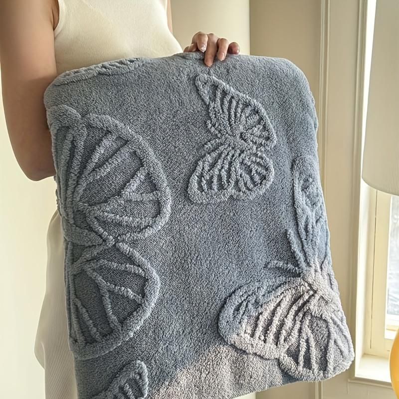 Spring Summer Jacquard Flannel Blanket Small Throw, Exquisite Jacquard Craft, Pure Solid Color Double-Faced Velvet,  Summer Office Blanket