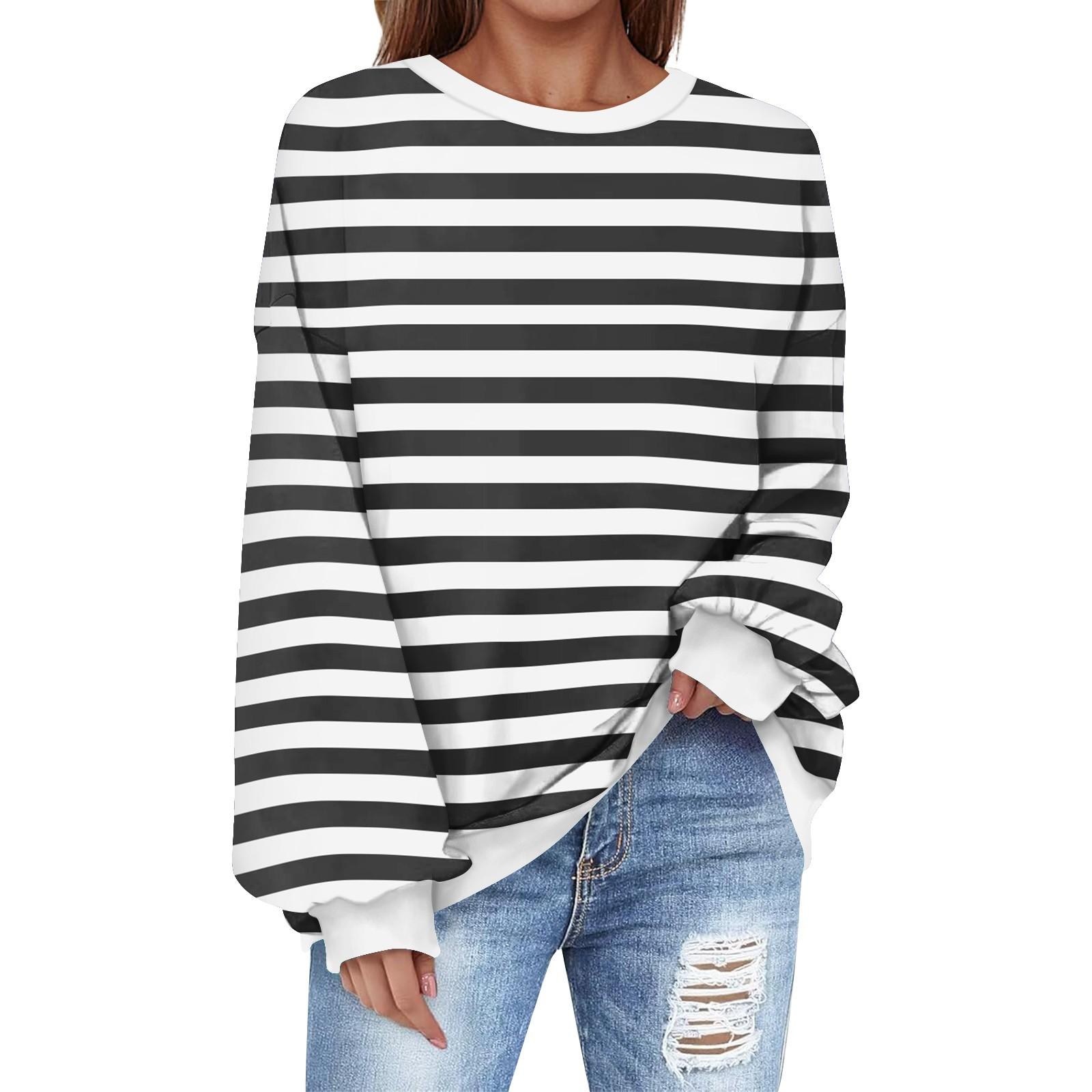 

Толстовка большого размера для женщин с круглым вырезом и принтом, с длинным рукавом, толстовка L чёрный