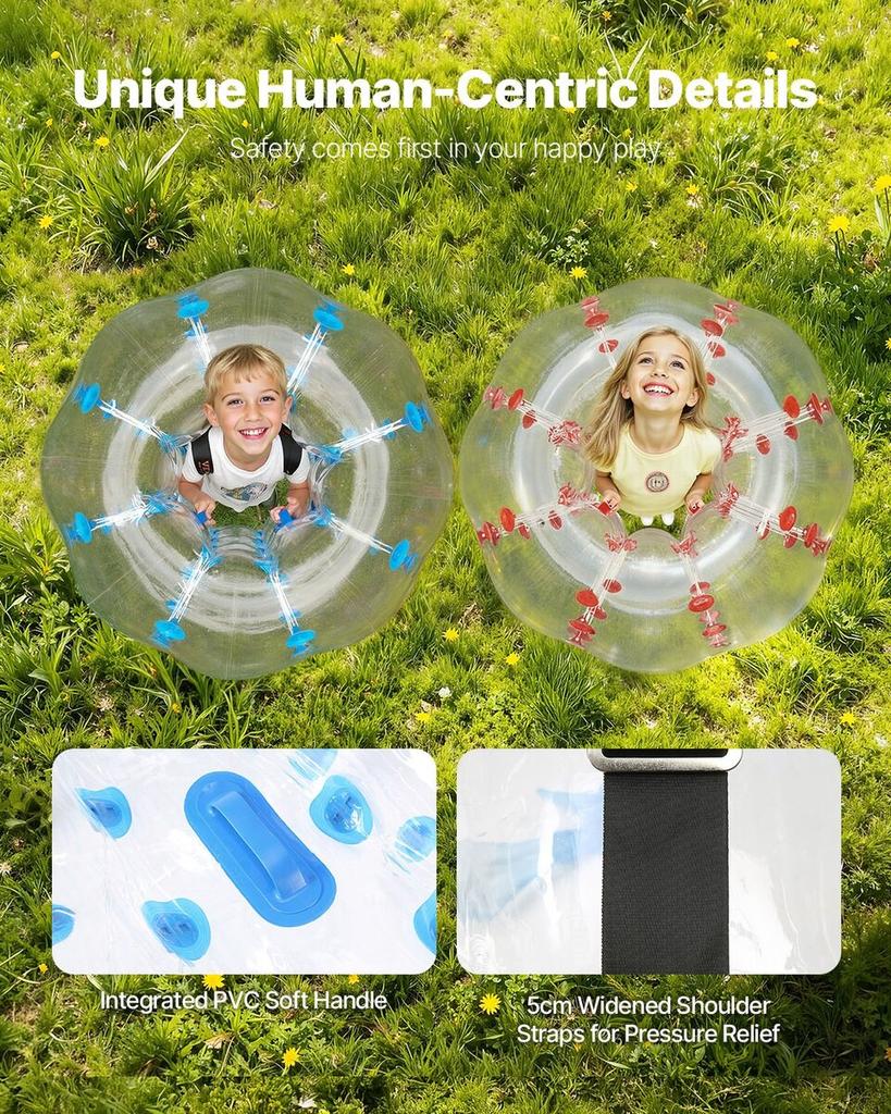 Aufblasbare Bumper Bälle 2er-Pack, 1,2 m Körper Sumo Zorb Bälle für Teenager, 0,8 mm dicke PVC Menschlicher Hamster Blasenbälle für Outdoor Team-Spiel,