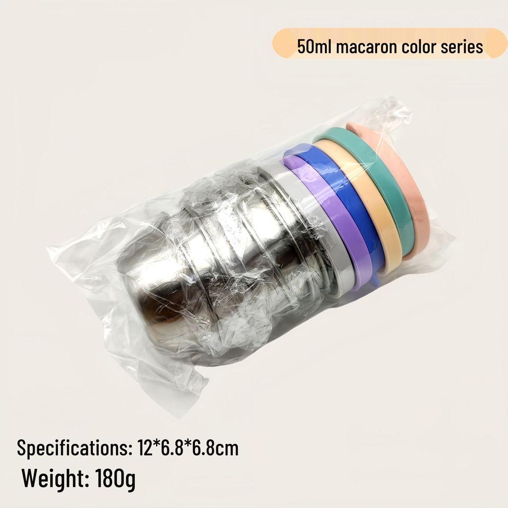 Reusable Sauce Cup with Macaron Lid - 304 Stainless Steel, 40/50/70ML, Portable Dipping or Seasoning Dish.