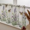 Butterfly Lavender Print Cabinet Window Decor Partition Voile Curtain  for Living Room Bedroom
