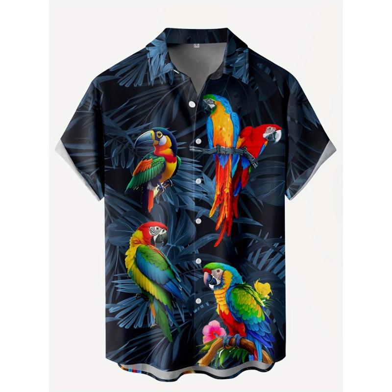 

Parrot Art Pattern 3D Print Short Sleeve Casual Shirt M