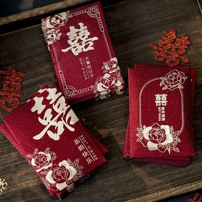New Year Blessing Words Wedding Red Envelope Pearlescent Paper Spring Festival Mini Money Pocket Bronzing HongBao