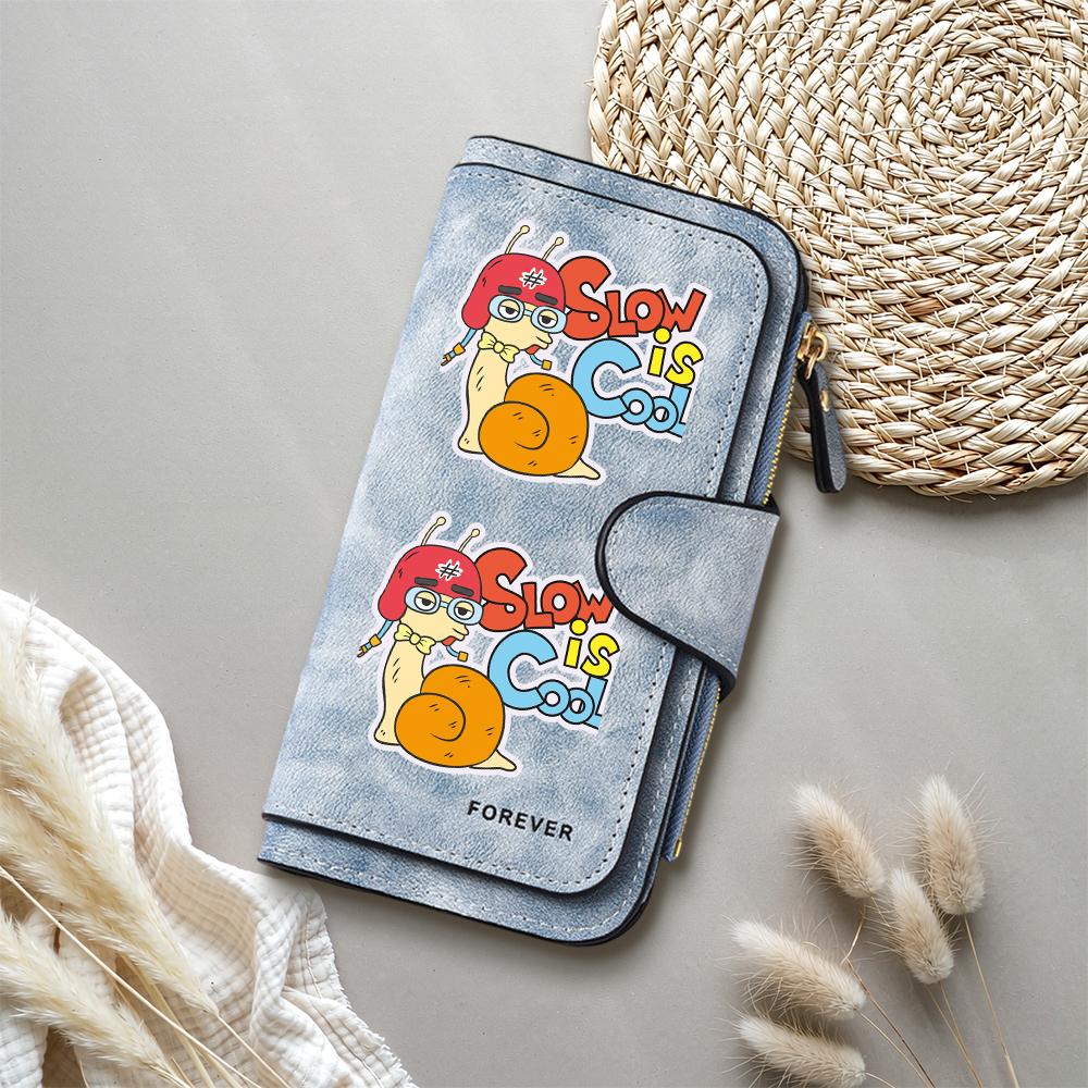 Cute Cartoon Snail Long Wallet Cool Trendy Portable PU Leather Card Holder Daily Use Fashion Wallet
