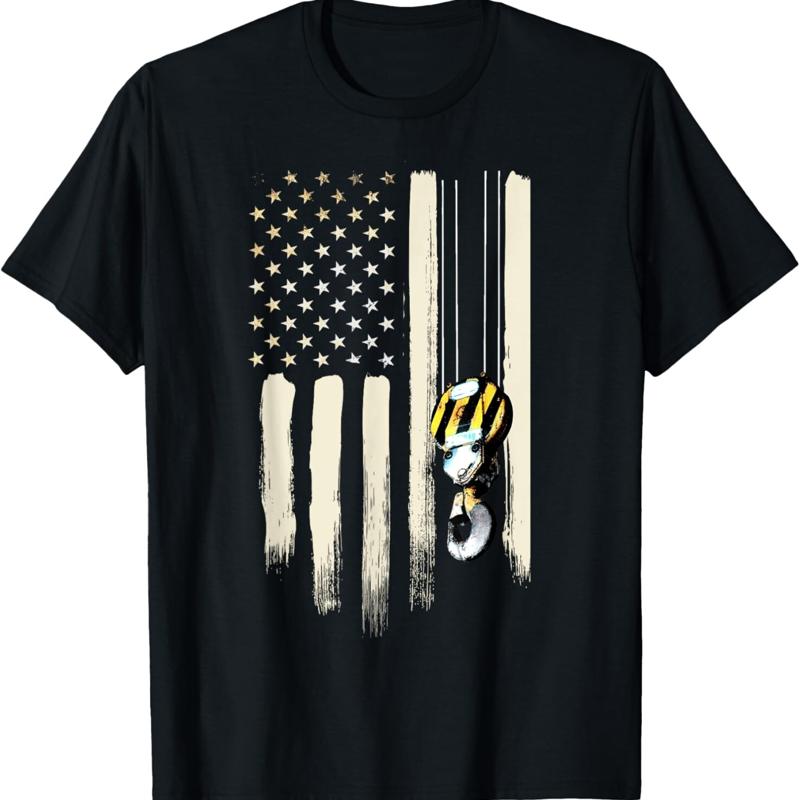 

Patriotic American Flag Construction T Shirt - Men s Summer Cotton Graphic Tee S разноцветный