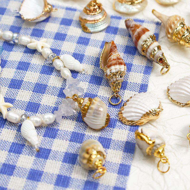 Electroplated Shell Conch Edge Jewelry Kit for DIY Necklaces & Earrings