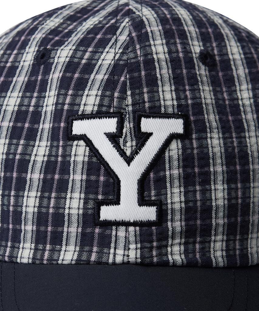 YALE Nylon Multi Check Y Logo Cap_Navy