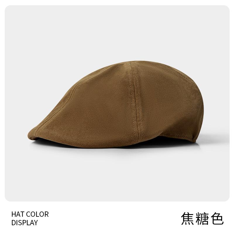 Big head circumference forward hat solid color retro British style newsboy hat women's simple and versatile literary beret shows small face