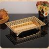 Iron Rectangular Fruit Tray Luxurious European Gold Hollow Out Design Dessert Serving Plate with Base for Stable Display
