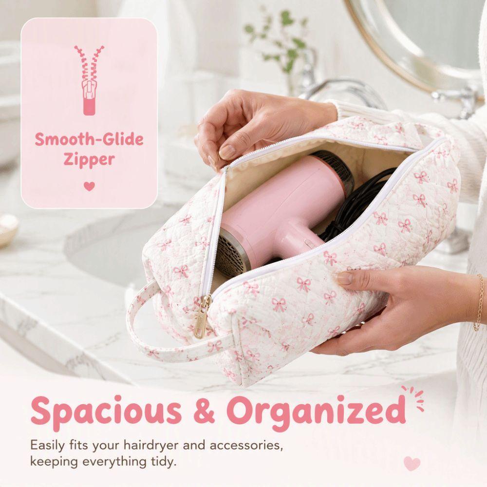 Quilting Cotton Hair Dryer Storage Bag with Handle Large Capacity Curler Storage Bag Soft Dustproof Carrying Case for Travel