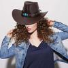 PU Leather Hat Unisex Western Hat Wide Border Hat Sun Protecting Hats Hiking for Western Themed Celebrations