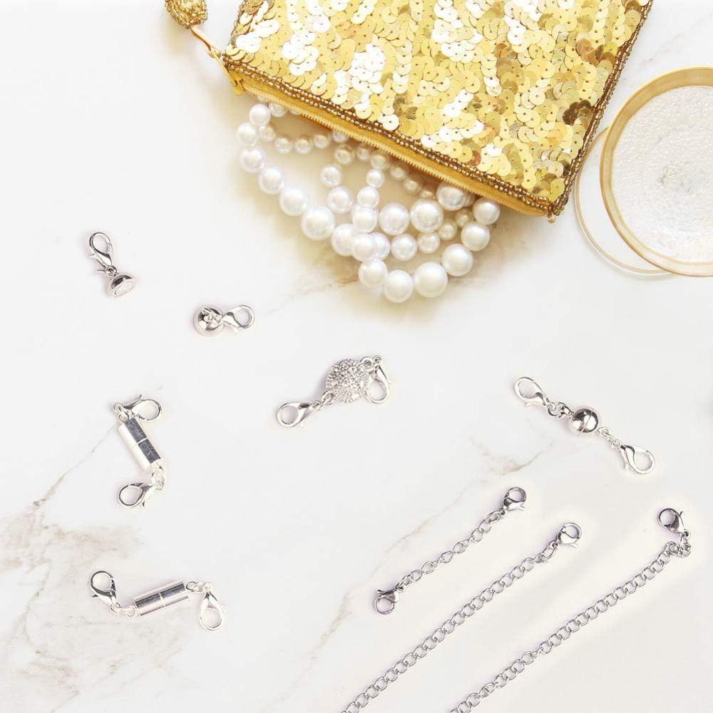 12Pcs Double Head Lobster Magnetic Bracelet Extender Gold/Silver Lobster Clasps  Women