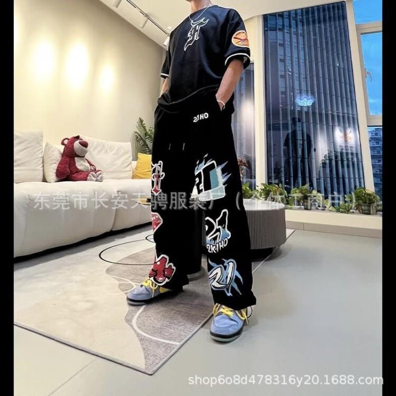 Printed High-Waist Jogger Pants Teens Street Style Casual Trousers S-XXL