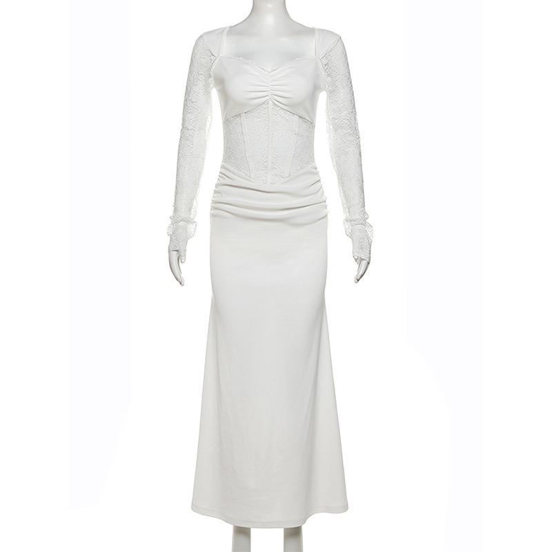 Vestido ajustado con diseño de patchwork y encaje estilo royal sister sexy para mujer