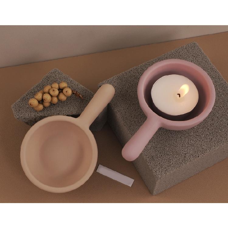 Pans Shape Candle Holder Molds 3D Handle Jar Candlestick Silicone Molds Castings Molds Epoxy Resin Molds Plaster Molds