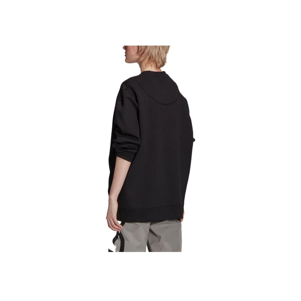 Adidas Logo Print Round Neck Pullover Sweatshirt Women Tops Black GU9407