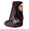 Women Gold Sequins Hijab Scarf, 70x180cm Polyester Shawl Head Cover Daily Wear