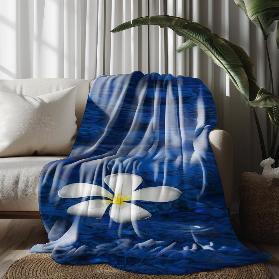 Floral Blue Blanket Microfiber Flannel Cover Blanket Bedroom Living Room Sofa Soft And Comfortable Home Decoration