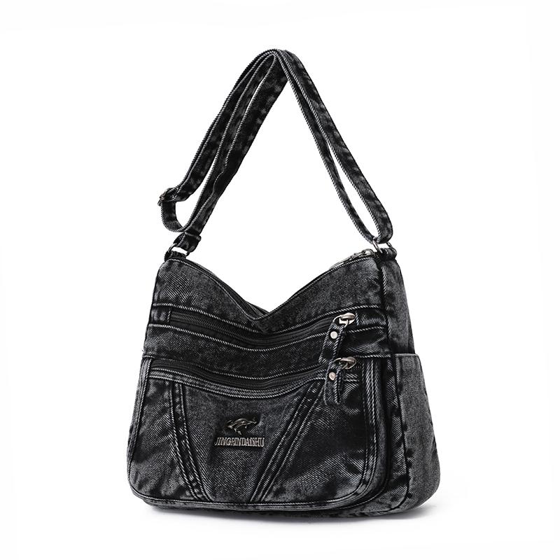 Damen Denim Tasche Kleine Quadratische Tasche Umhängetasche Große Kapazität Schultertasche Tasche für Mütter mittleren Alters