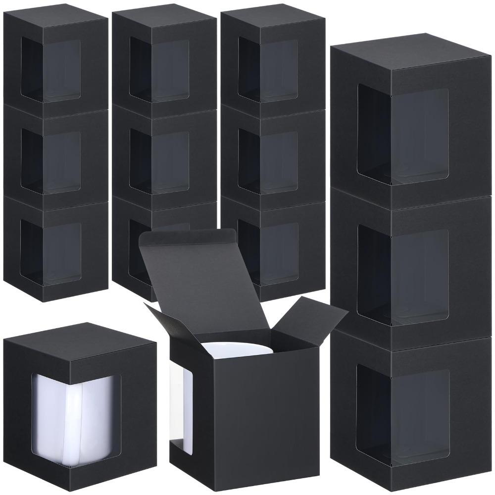 20pcs Mug Boxes for Gift Coffee Mug Gift Box with Clear Window Gift Packaging Box Graffitable Treat Boxes Ceramic Blank Coffee Mugs Cups Gift Wrapping