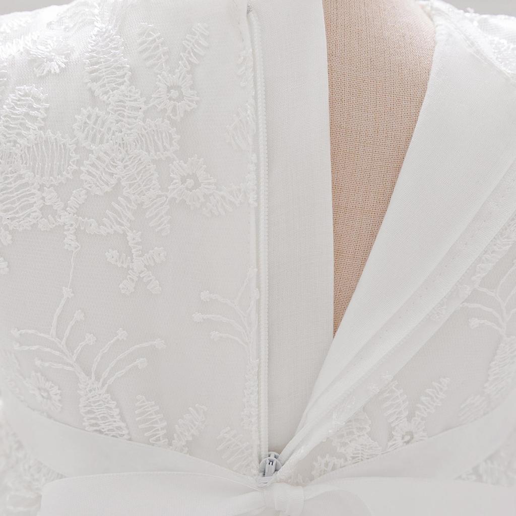 European & American Baby Lace Christening Dress with Puffy Skirt & Hat