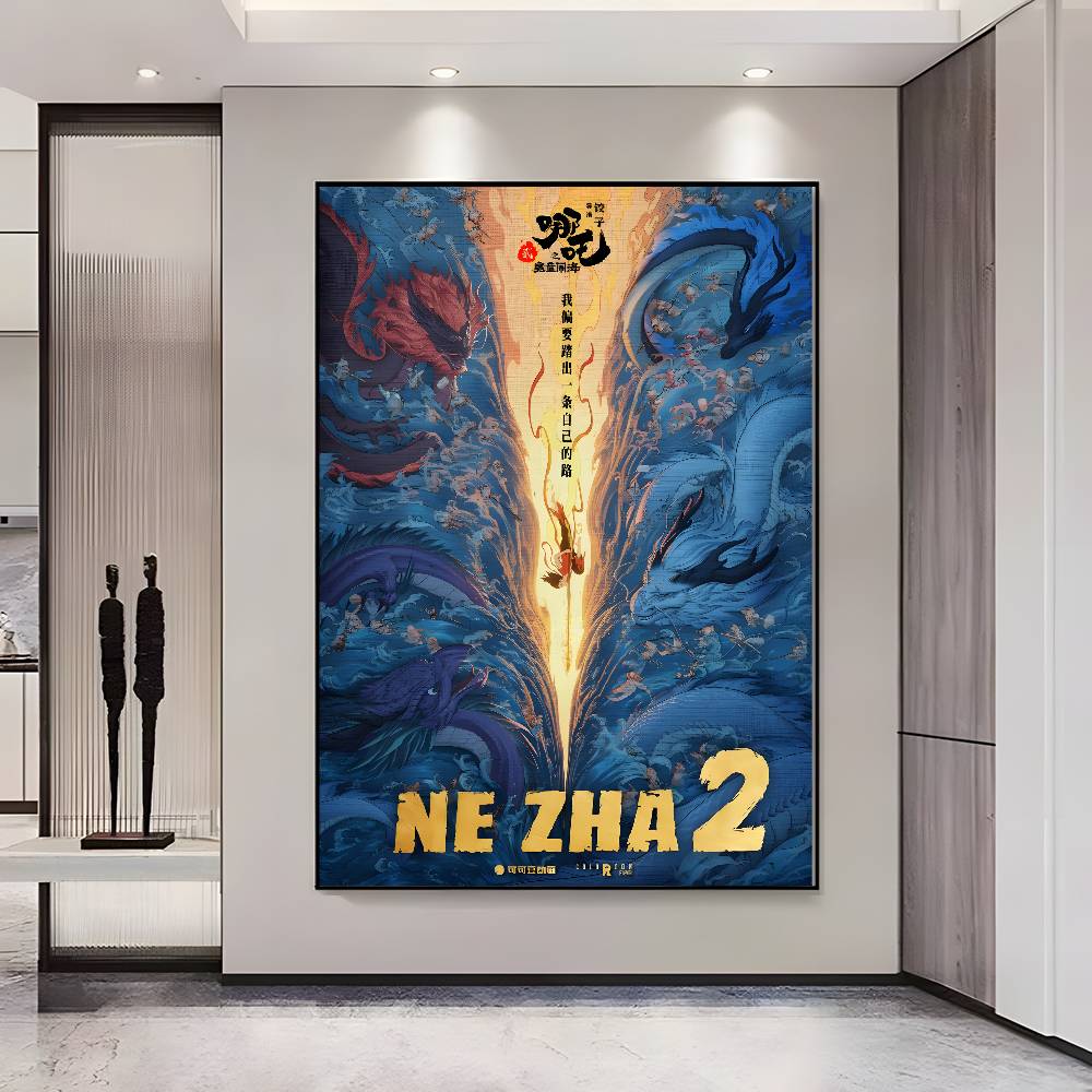 Chinese Anim Nezha Poster HD Posters Self Adhesive Waterproof Ideal for Living Room Bedroom Bar Decoration