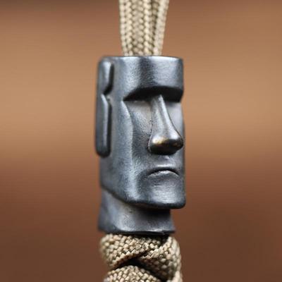 Isola di Pasqua Statua di pietra Guardiano Coltello Perline Ottone Tessuto Paracord Cordino Pendenti Outdoor EDC Ombrello Corda Accessori fai da te