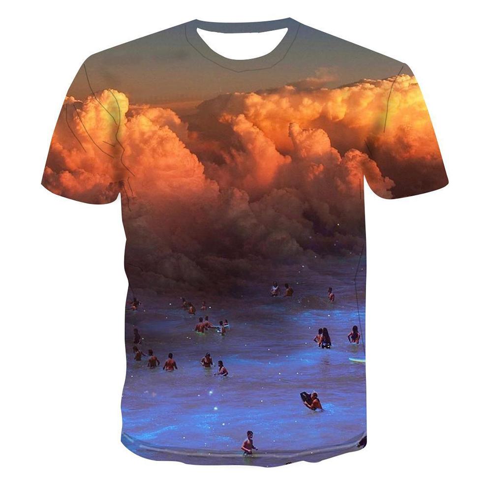 New Summer Sunset Scenery Graphic 3D Print T-Shirt Men Women Natural Short Sleeve Oversized Harajuku Tees Tops Kid Man Clothing