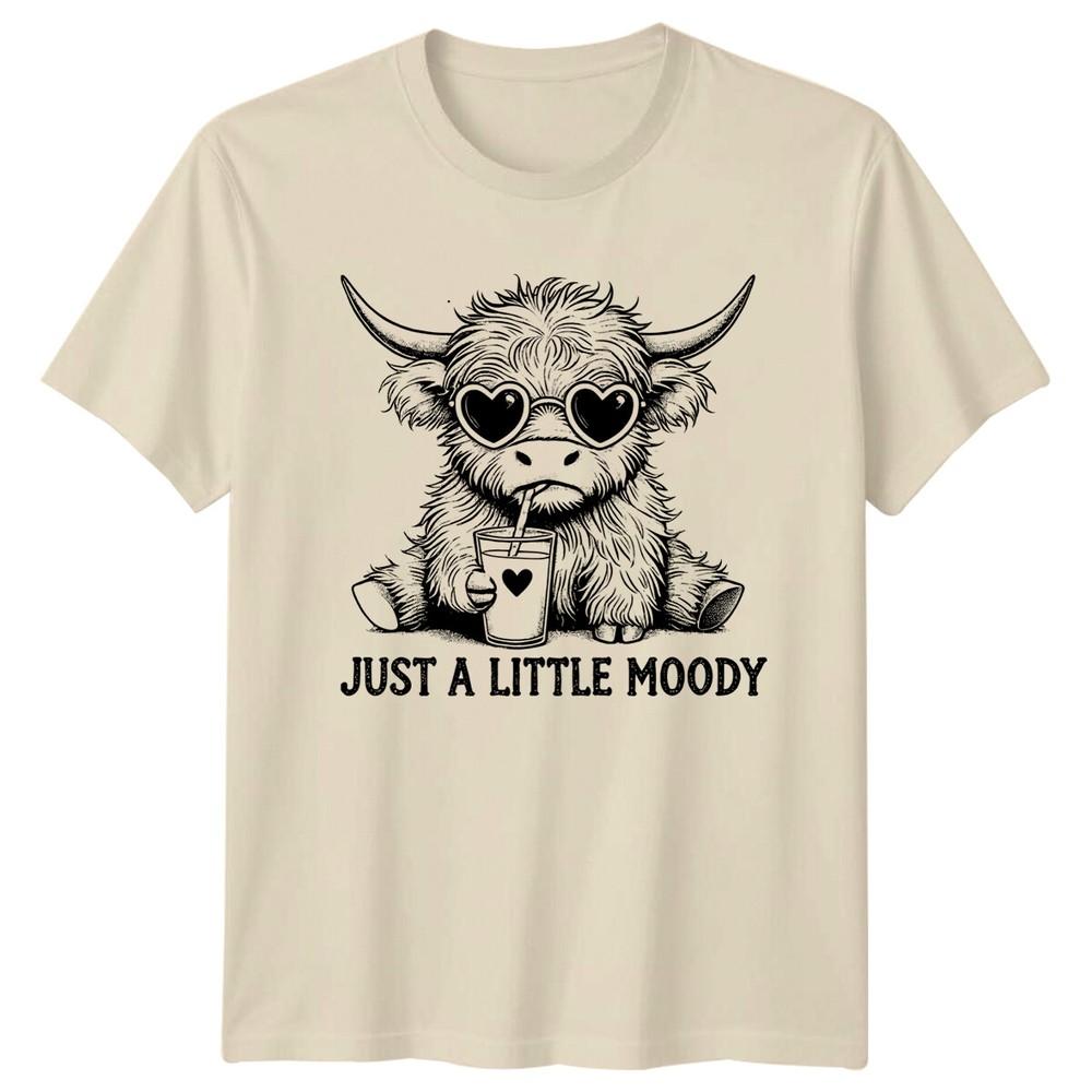 Just A Little Moody Highland Cow Heart Sunglasses TShirt Unisex T-Shirt S