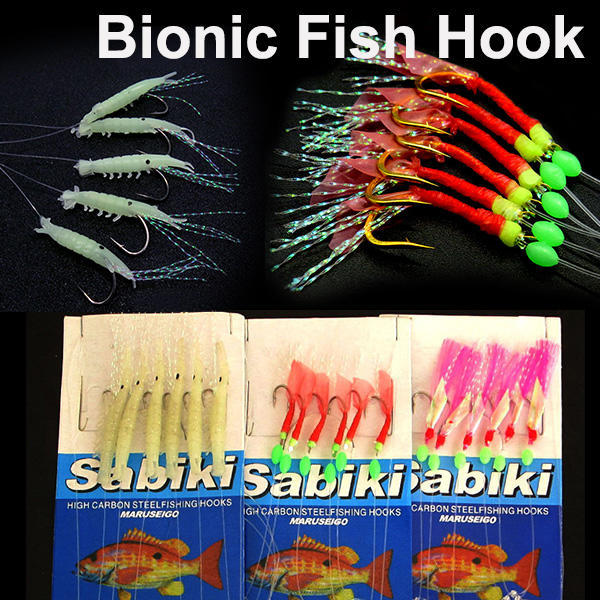 Buy Maxnina Bionic Hooks Luminous Fish Bait Hooks Rubber Band at affordable prices — free
