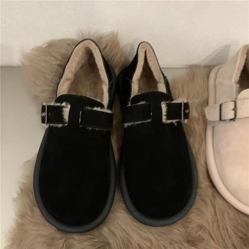 

2024 autumn and winter Boken shoes with cotton cover and one pedal lazy shoes retro Japanese snow boots warm soft surface non-slip 66