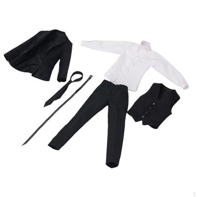 1:6 Figure Men Suit Coat Pants Shirt Vest Set Miniature Stylish Doll Model Clothes Uniforms for
