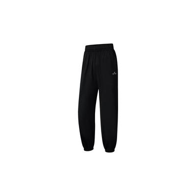 Li Ning Fitness Series Solid Color Logo Print Sports Pants Women Bottoms Black AKLT548-2