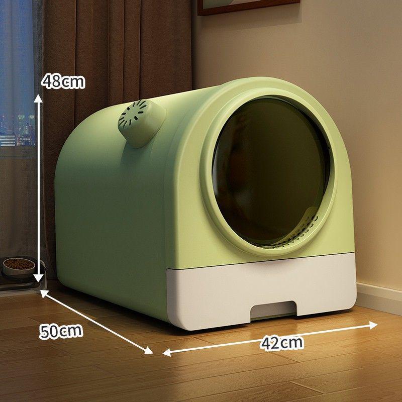 Extra-Large Odor-Proof Enclosed Cat Litter Box with Drawer & Splash Guard
