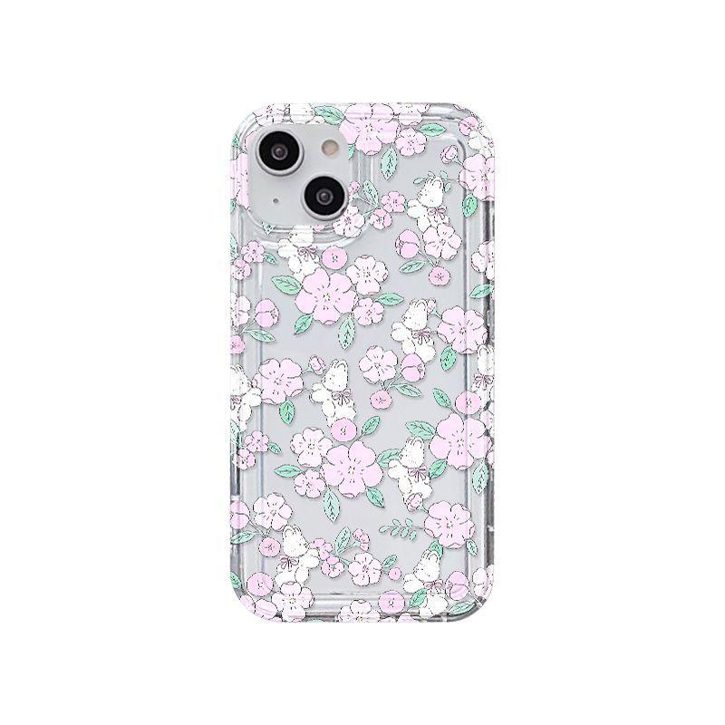 Small Fresh Flower Rabbit Is Suitable for iPhone17promax Mobile Phone Case Apple 16 Large Hole 14/13 Anti-drop 15
