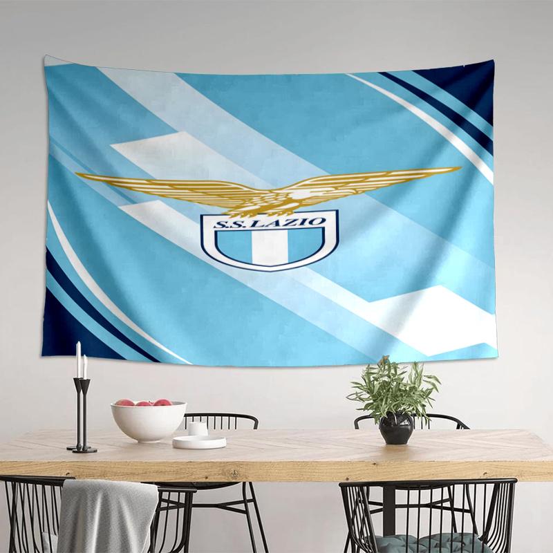 Lazio Football Crest Printed Tapestry, Fabric Tapestry Wall Hanging Decoration for Bedroom, Living Room, Dorm Room Home Party Fan Gifts