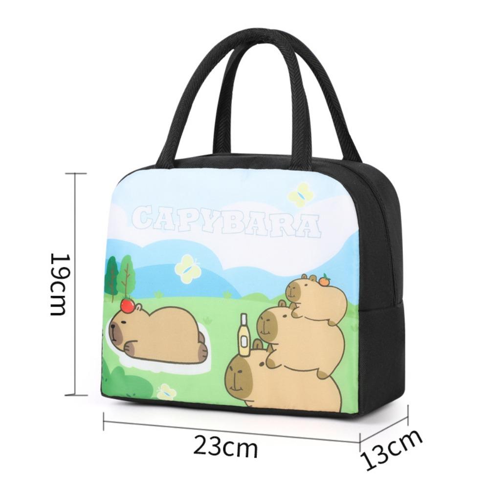Cartoon Capybara Lunch Bag Insulated Food Container Portable Thermal Box Bag for School Eco-Friendly Meal Tote for Kids