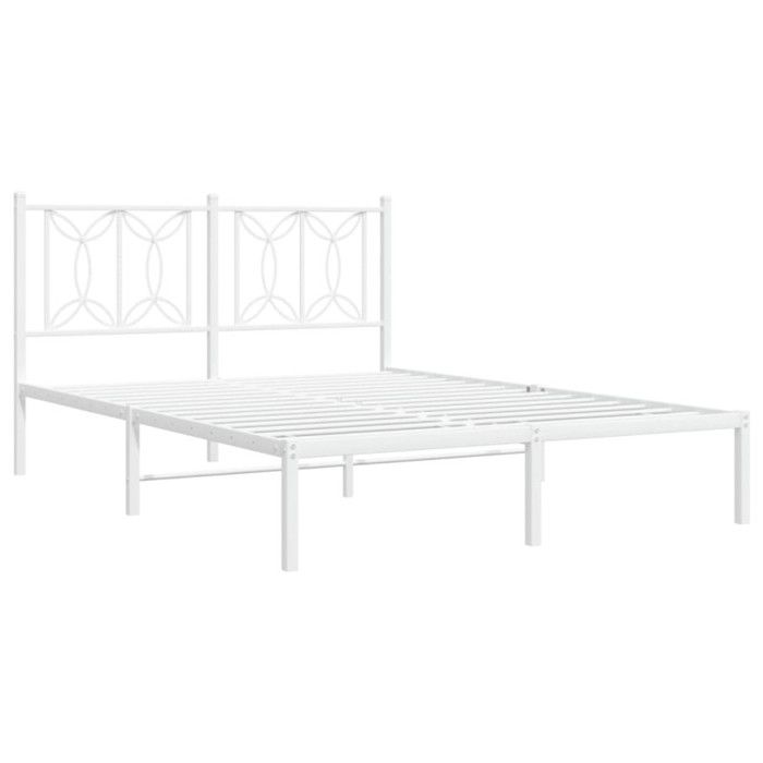VidaXL Cadre de lit métal sans matelas et tête de lit blanc 140x200 cm 376178