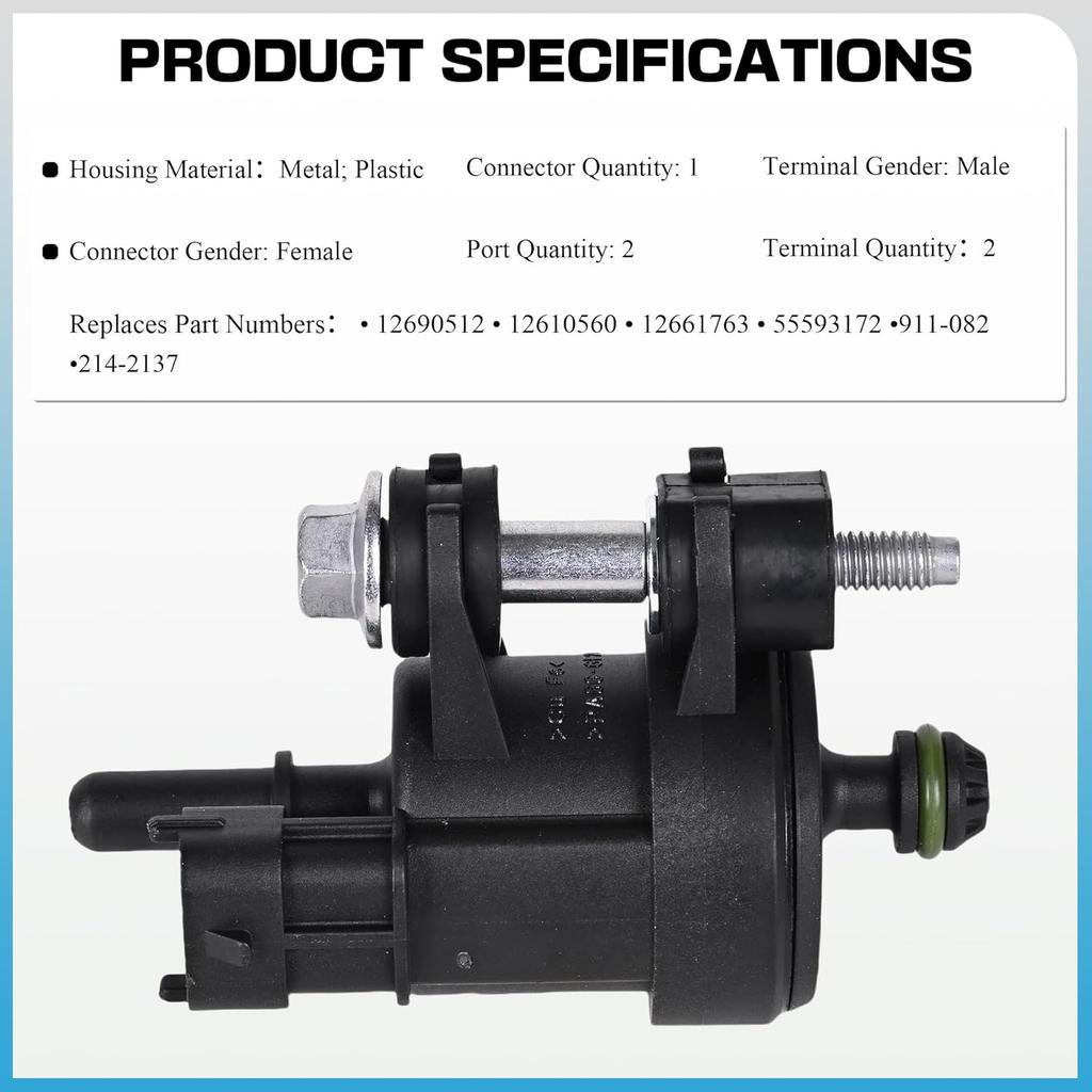 Vapor Canister Purge Valve - Compatible With Buick Enclave LaCrosse Cadillac ATS CTS SRX XTS Chevy Caprice Equinox Impala GMC Acadia Canyon Terrain -