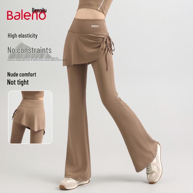 

Baleno Women s High-Waist Flared Yoga & Dance Pants with Skirt Panel XL