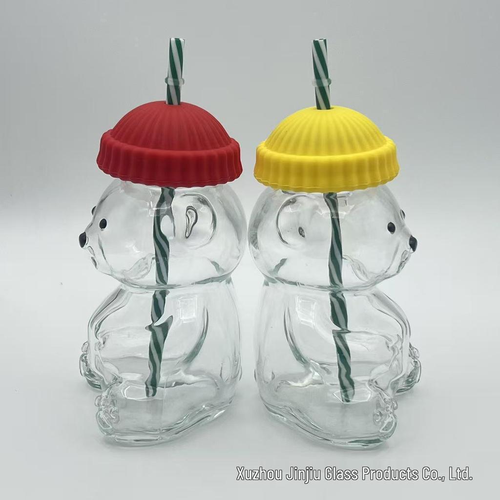 Kubek Kreskówkowy Niedźwiedź z Pokrywką i Słomką - Gorący Produkt Kubek do Kawy