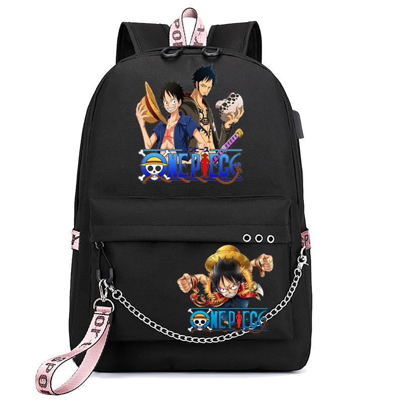 One Piece Print USB School Bag for Primary and Secondary School Students Men and Women Webbing Backpack