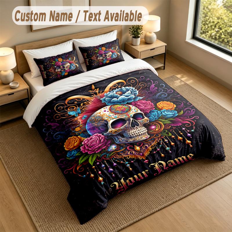 Decorative Artwork Theme Personalized 3Pcs Bedding Set Custom Text & Name 1 Sheet 2 Pillowcases Household Bedding 1pc