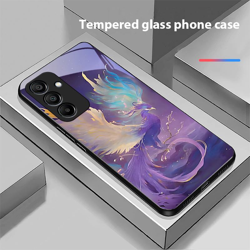 Feuerphönix Hohe Gangart Für Samsung Galaxy A15 5G 54 4G 51 50 24 35 90 71 12 51 53 52S 80 22 34 Schwarze Gehärtetes Glas Handyhülle