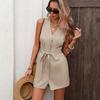 Spring/Summer New Colorful Sleeveless V-Neck One-Piece Shorts for Daily Commuting Women