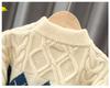 Children's Color Block Cable Knit Pullover Sweater - Retro and Fashionable for Autumn/Winter