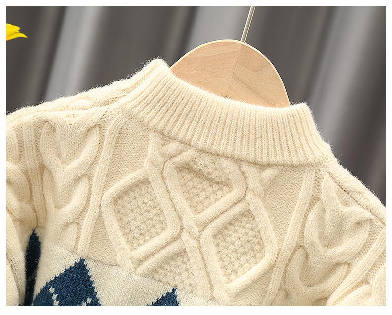 Kinder Farbblock Zopfmuster Pullover - Retro und modisch für Herbst/Winter